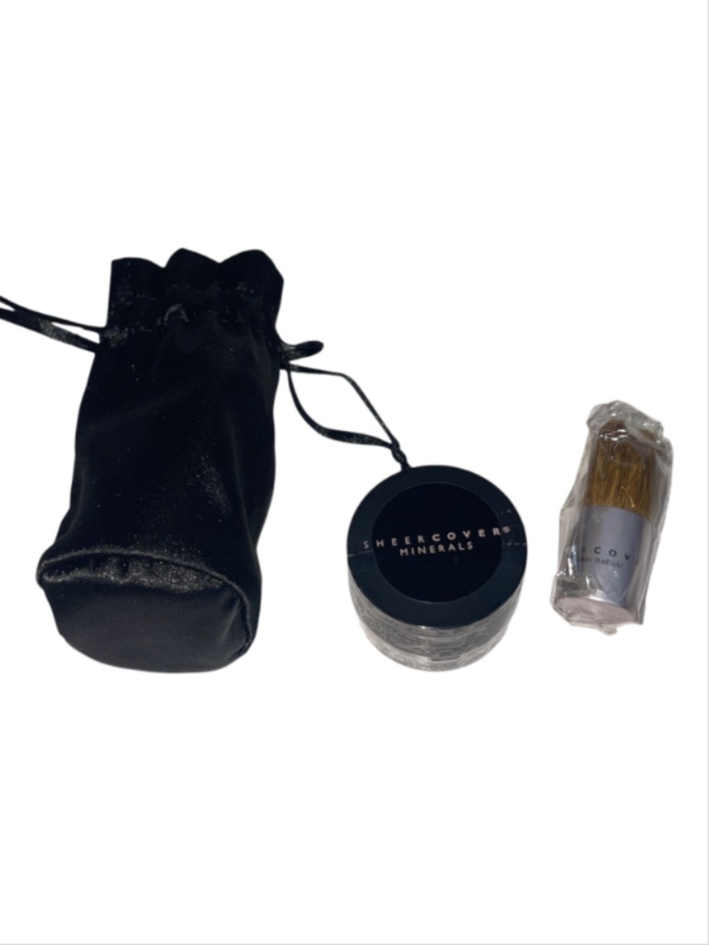 New Sheer Cover Minerals Duo Concealer Mini Compact Pocket Kabuki Brush Set Lot